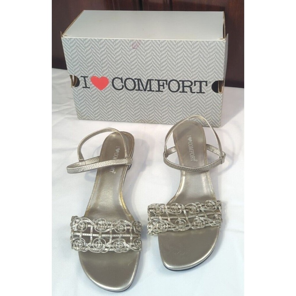 I Love Comfort Women's Size 6 Medium Swirley Silver Shoe Dress Heels Formal